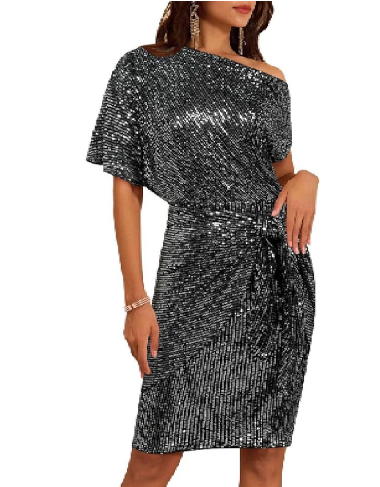 💃 49% OFF 💖 Sparkle in Style! One-Shoulder Sequin Party & Club Dress!