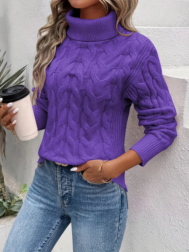 Elida - Chunky Cable Knit Turtleneck Sweater