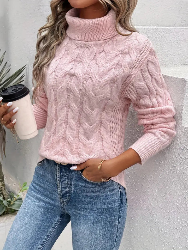 Elida - Chunky Cable Knit Turtleneck Sweater