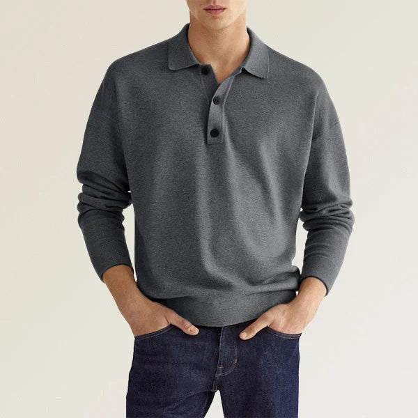 Joshua - Long-Sleeve Cotton Polo Shirt