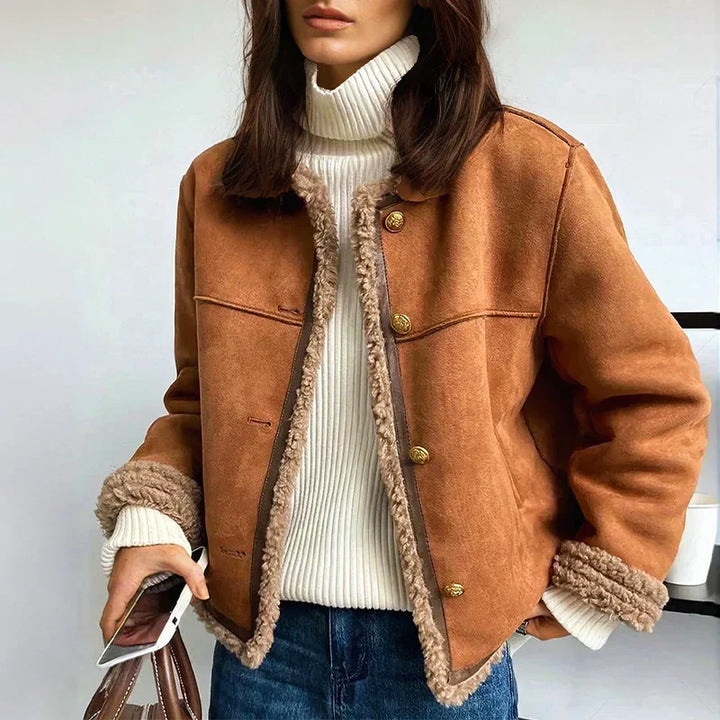 Charlene Shearling Jacket with Buttons