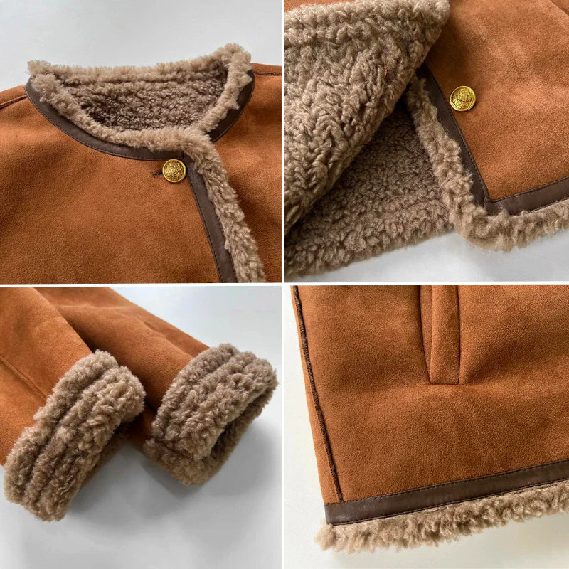 Charlene Shearling Jacket with Buttons