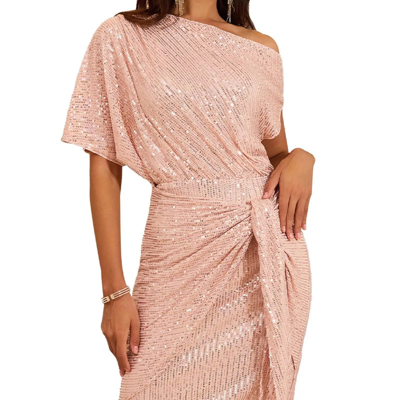 💃 49% OFF 💖 Sparkle in Style! One-Shoulder Sequin Party & Club Dress!