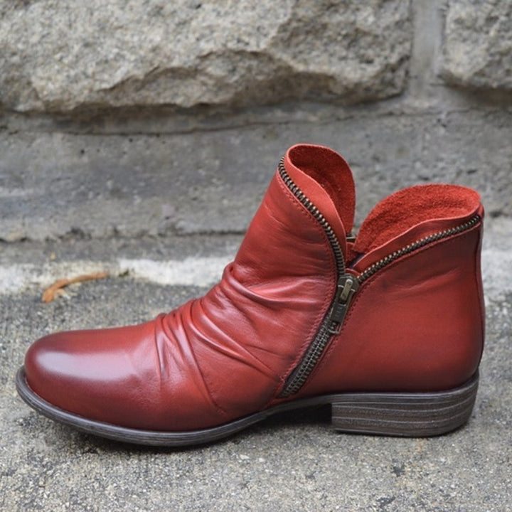 Victoria™ - Leather Boots with Zipper