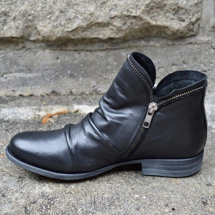 Victoria™ - Leather Boots with Zipper